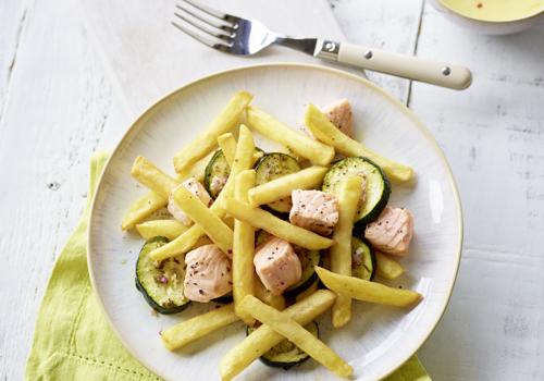 Salmone, zucchine e zafferano con Le Patatine Originali