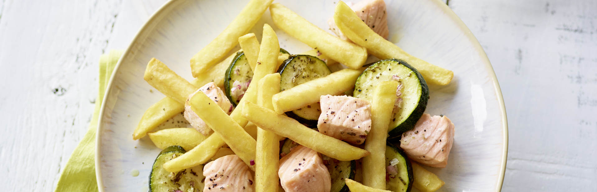 Salmone, zucchine e zafferano con Le Patatine Originali