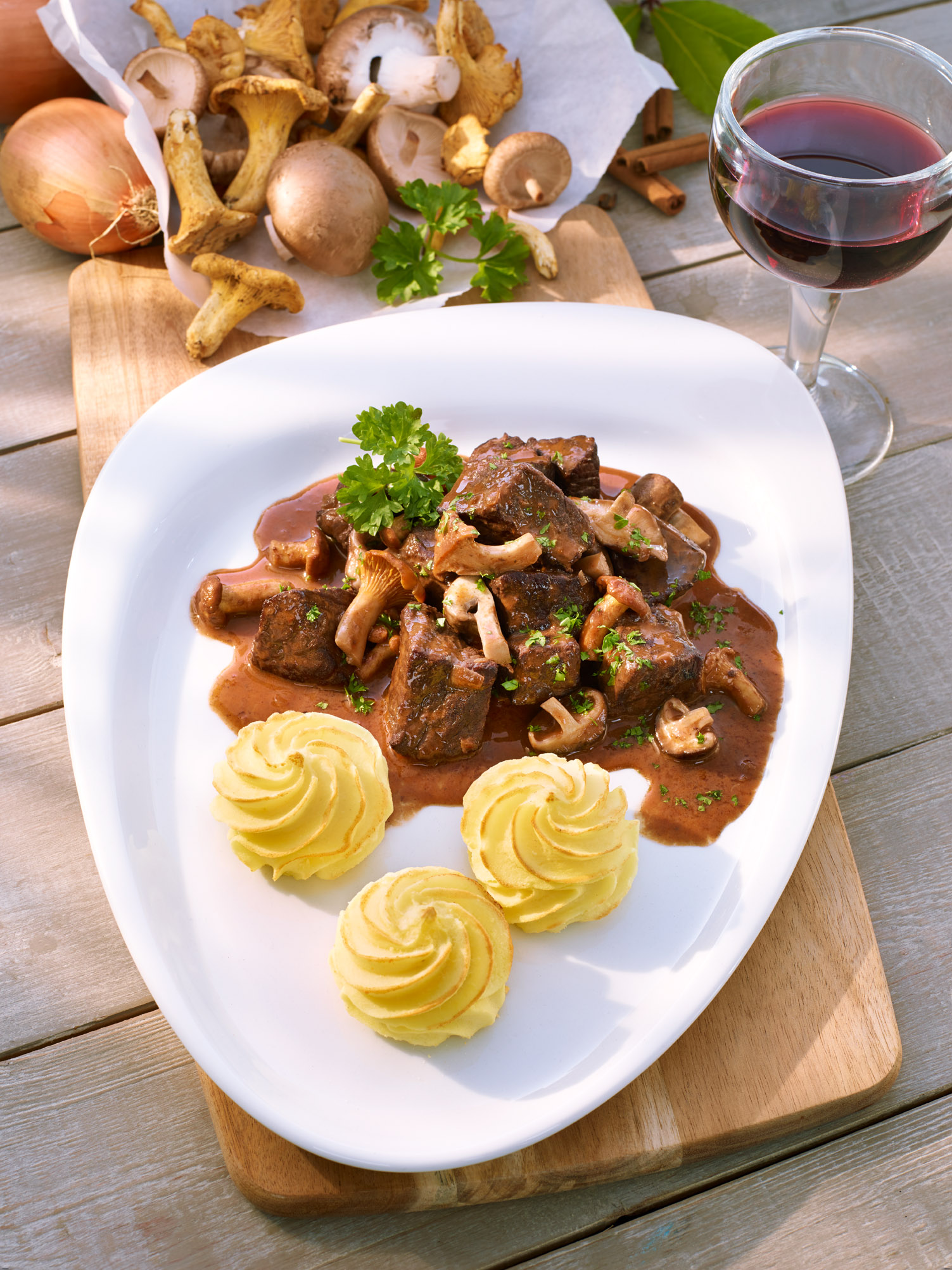 Spezzatino di cervo con Patate Duchesse